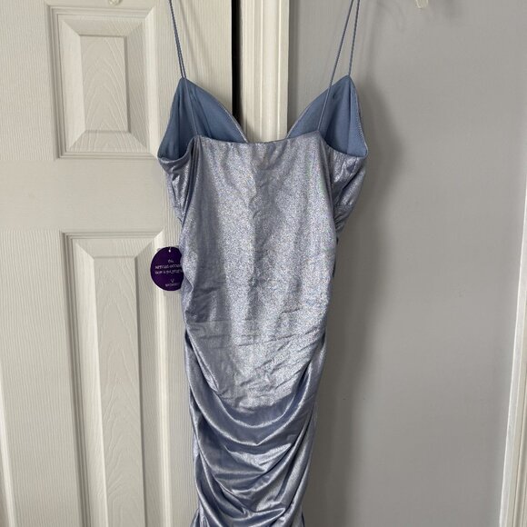 Windsor Periwinkle Metallic Ruched Mini Dress | Size M | NWT | Party Cocktail - Picture 2 of 3